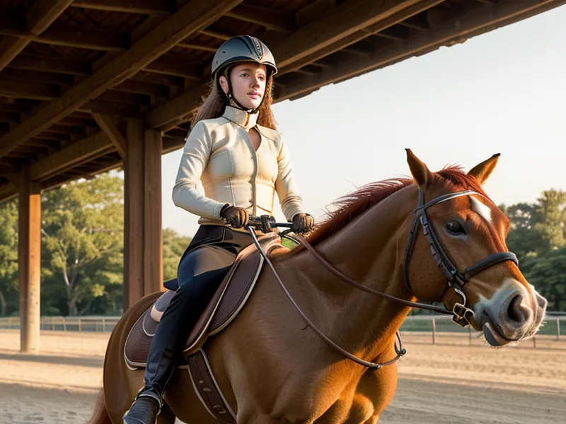 Cavalière amateur en dressage sur le cercle, travail d'incurvation en manège