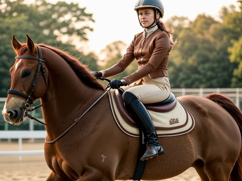 Vue aérienne de l'incurvation du cheval sur un cercle de dressage amateur