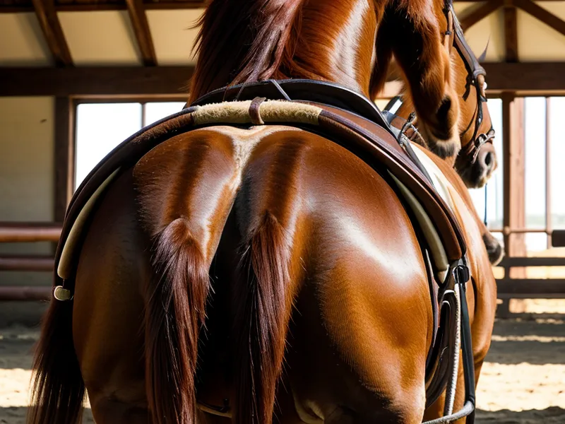 Cheval de dressage sur un cercle de 20 mètres dans un manège de club