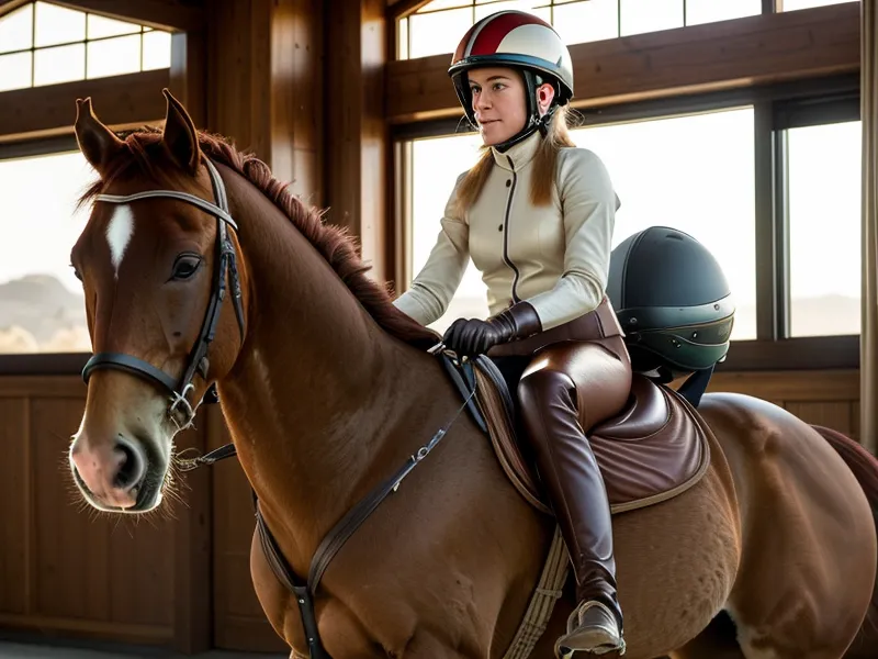 Contact souple du mollet contre le flanc du cheval, exemple d'aide de jambe discrète en dressage amateur