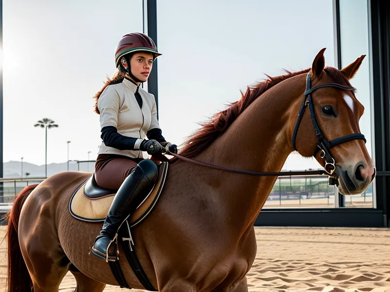 Assiette d'une cavalière amateur en progression pendant l'allongement du trot de travail