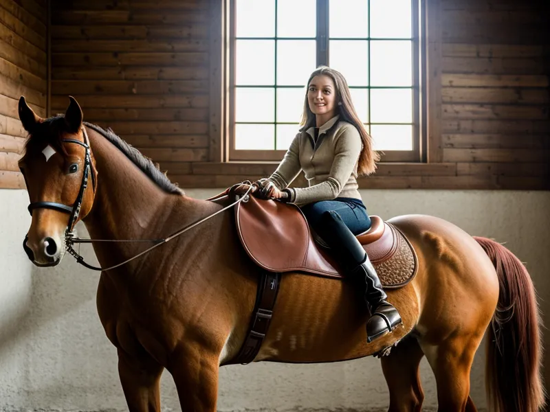 Gros plan sur l'assiette et la position du cavalier pendant une transition vers le trot assis