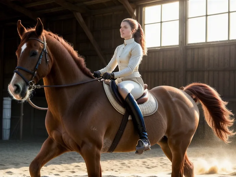 Position du bassin et de l'assiette du cavalier pendant une transition de dressage amateur