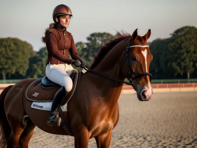 Mains d'une cavalière amateur sur les rênes, détail technique du travail de dressage