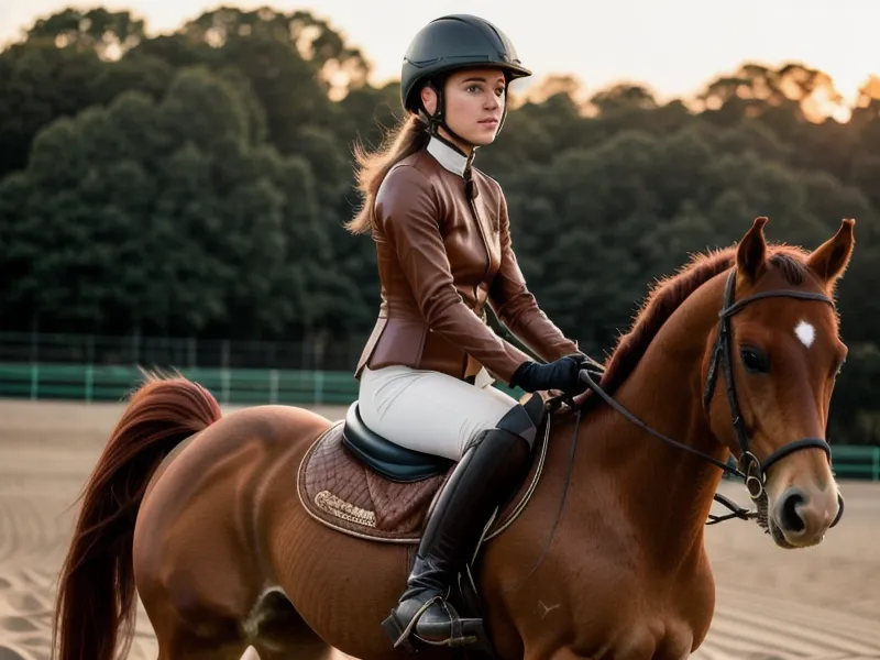 Cavalière amateur en dressage réalisant une demi-volte pour changer de main proprement au manège