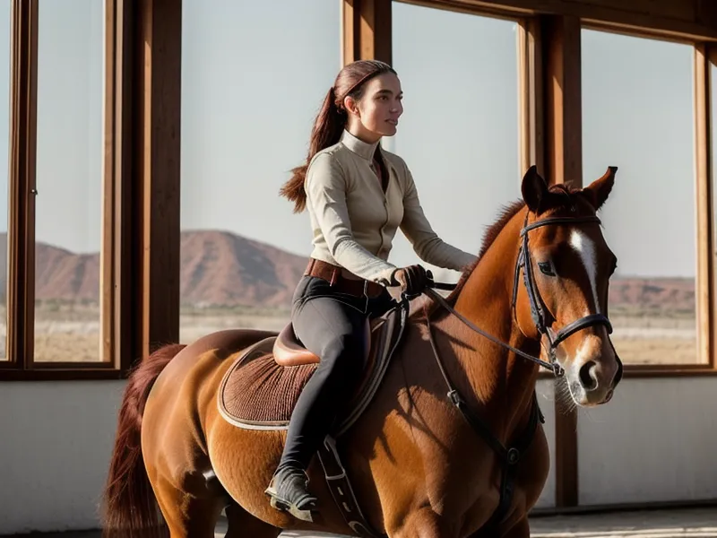 Cheval de club vu de dos filant en ligne droite oblique pour réussir son changement de main en dressage amateur