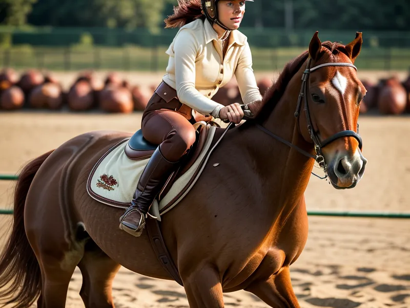 Cheval au galop en pleine transition montante lors d'une séance de dressage amateur