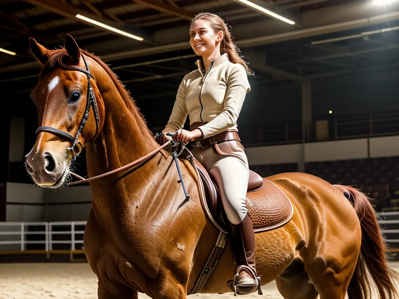 Mains d'une cavalière amateur relâchant les rênes pendant une transition descendante en dressage