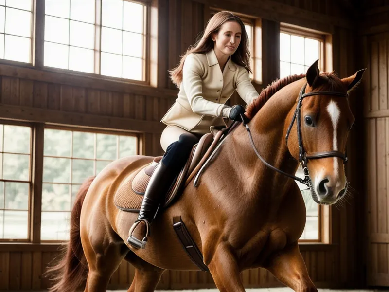 Cavalière amateur travaillant l'appuyer et le travail sur deux pistes pour affiner ses aides de dressage